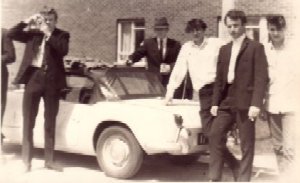 Jim White, Ian Quarrie and gang with car