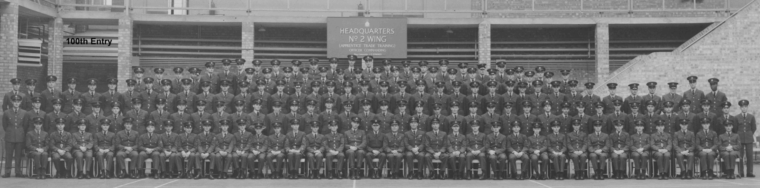 The 100th Entry group photograph, taken in late 1964 at Headquarters No 2 Wing